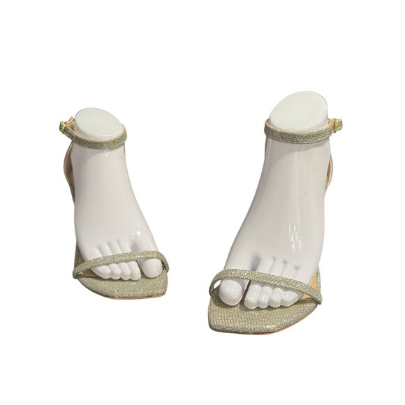 Stuart Weitzman Nudistcurve Ankle Strap Heel Sandal Metallic, Size 7.5 WORN ONCE - Picture 3 of 10